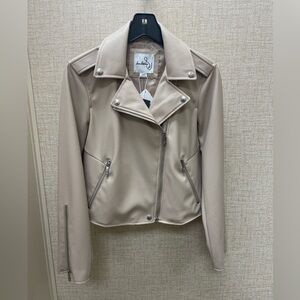 Sam Edelman Tan Vegan Leather Jacket Asymmetrical Zipper